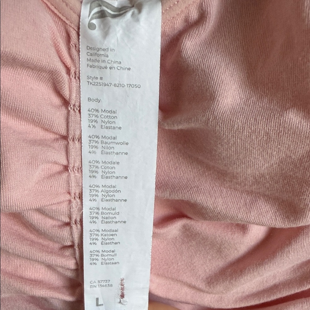Fabletics Pink Ruched Crop Top Large - Picture 2 of 5